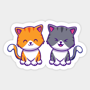 Cute Cat Couple Friend Sticker